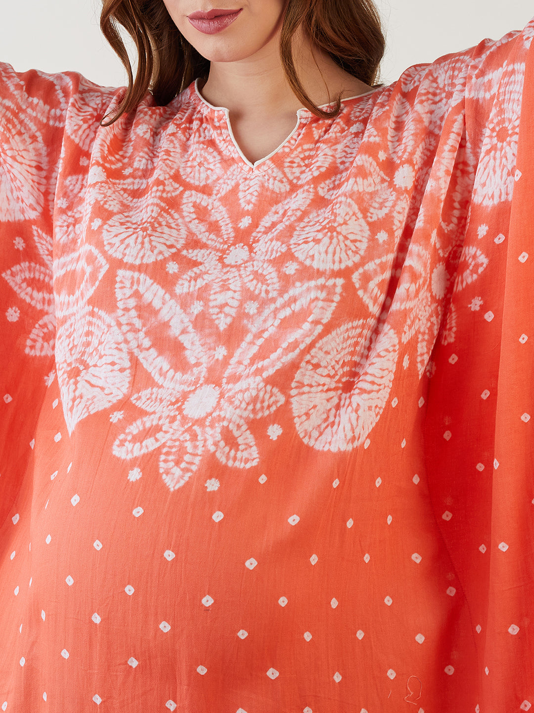 Maternity Nightgown featuring Peach Shibori and V Neckline