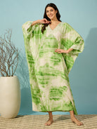 Comfort and luxury blend in this green tie-dye nightdress with a beautiful lace yoke detail.
