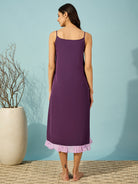 Relax in luxury with this lavender georgette gown and slip set, designed for ultimate comfort.
