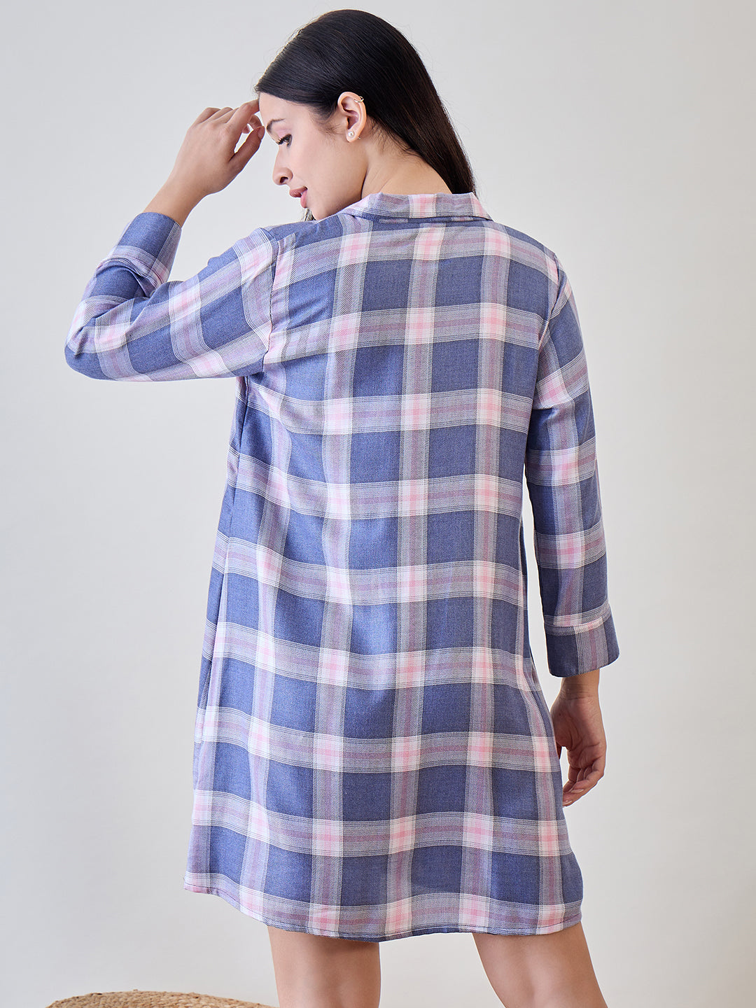 Add the Blue and Pink Checks Sleep Shirt to your nightwear collection today.
