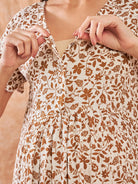 Printed maternity dress with short sleeves for women