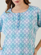 Women Green Tie Dye Textured Cotton Maternity and Feeding Nighty