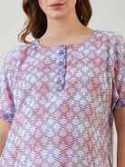Pink Tie Dye Textured Cotton Maternity Nightdress For Women