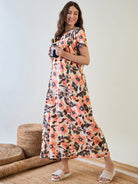 Relax in our multicoloured abstract simple night dress.