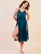 Bridal Satin Babydoll Nightdress – Lace Details & Side Tie Accents
