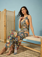 Blue vintage floral slip nightdress with lace detailing, offering a stylish and comfortable fit.
