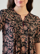 Stylish paisley print nightdress featuring ruffle sleeve hems.