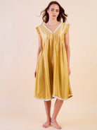 Gold Ombre Satin Negligee – Lace Detail & Frilled Sleeves