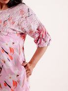 The Kaftan Company Nightdress Pink Floral Printed Maternity Nightgown with Feeding Zipper & Pockets