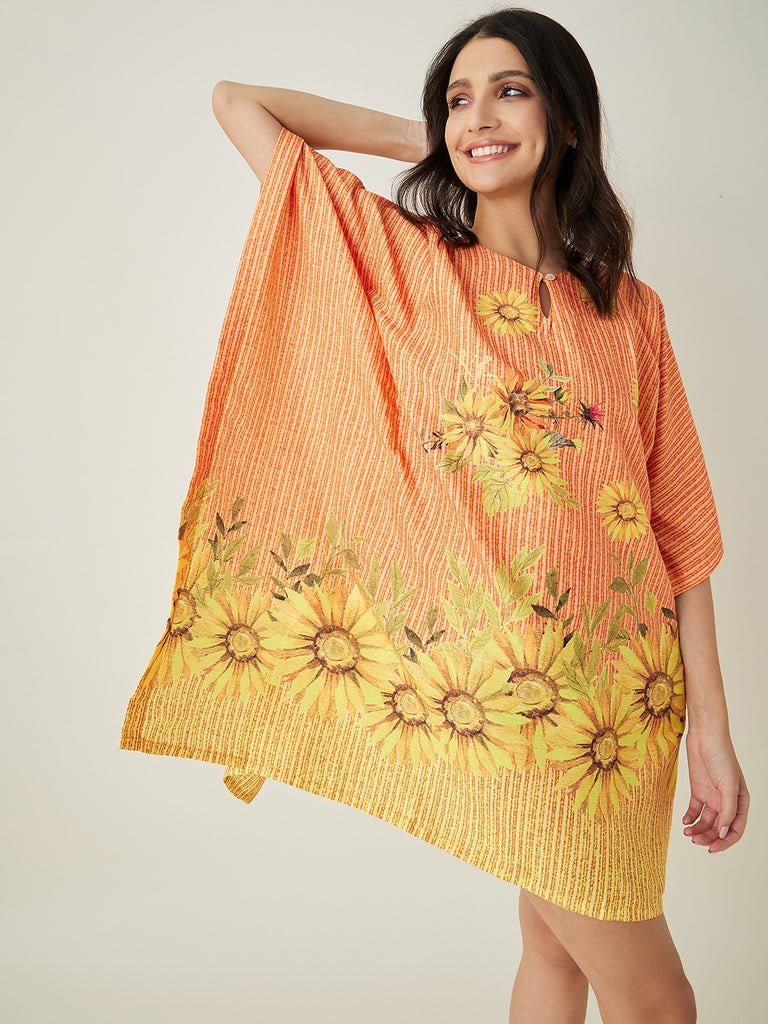 Orange Sunflower Bliss Resortwear dress