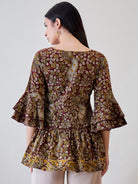 Make a statement with the Kalamkari Ethnic Printed Cotton Peplum Top, designed for modern elegance
