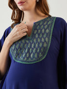 Hand-embroidered Chikankari yoke on a soft modal maternity kaftan top