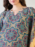 Versatile Floral Kaleido Kaftan Top ideal for beach days or brunch.
