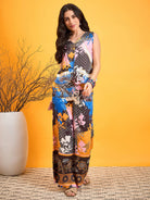 The Kaftan Company Co-ord Abstract Multicolour Waist Coat Co-ord set