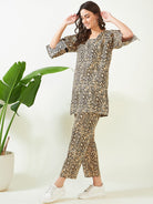 The Kaftan Company Co-ord Beige Wildly Stylish Leopard Co-ord Set