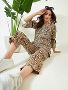 The Kaftan Company Co-ord Beige Wildly Stylish Leopard Co-ord Set
