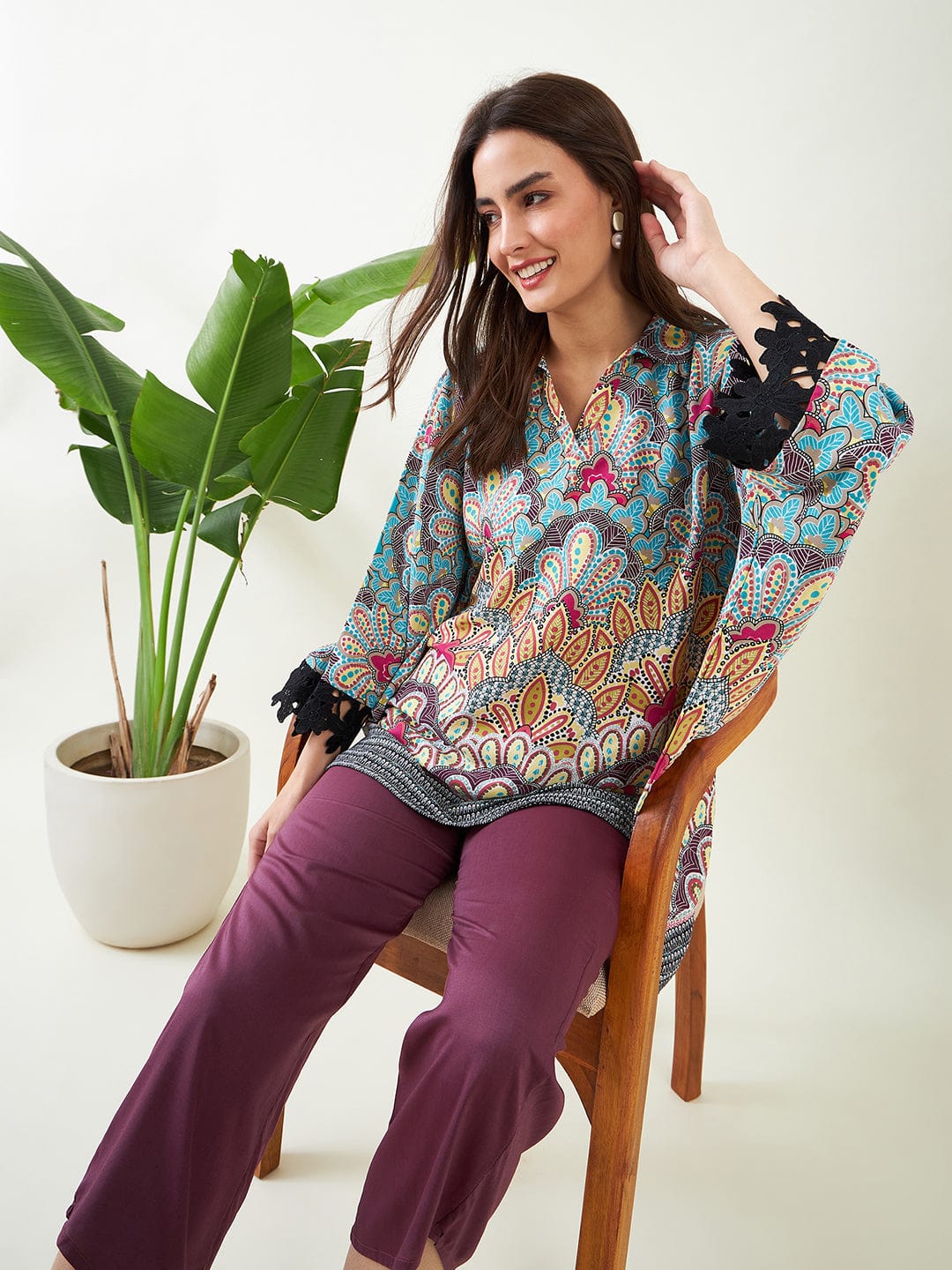 The Kaftan Company Co-ord Floral Fusion Co-ord Set