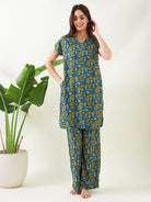 The Kaftan Company Co-ord Green Floral Coord set