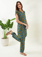 The Kaftan Company Co-ord Green Floral Coord set (Final Sale)