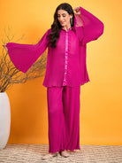 The Kaftan Company Co-ord Hot Pink Pleated Co-ord Set