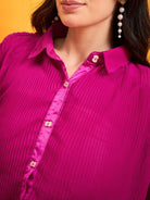 The Kaftan Company Co-ord Hot Pink Pleated Co-ord Set
