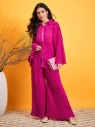 The Kaftan Company Co-ord Hot Pink Pleated Co-ord Set