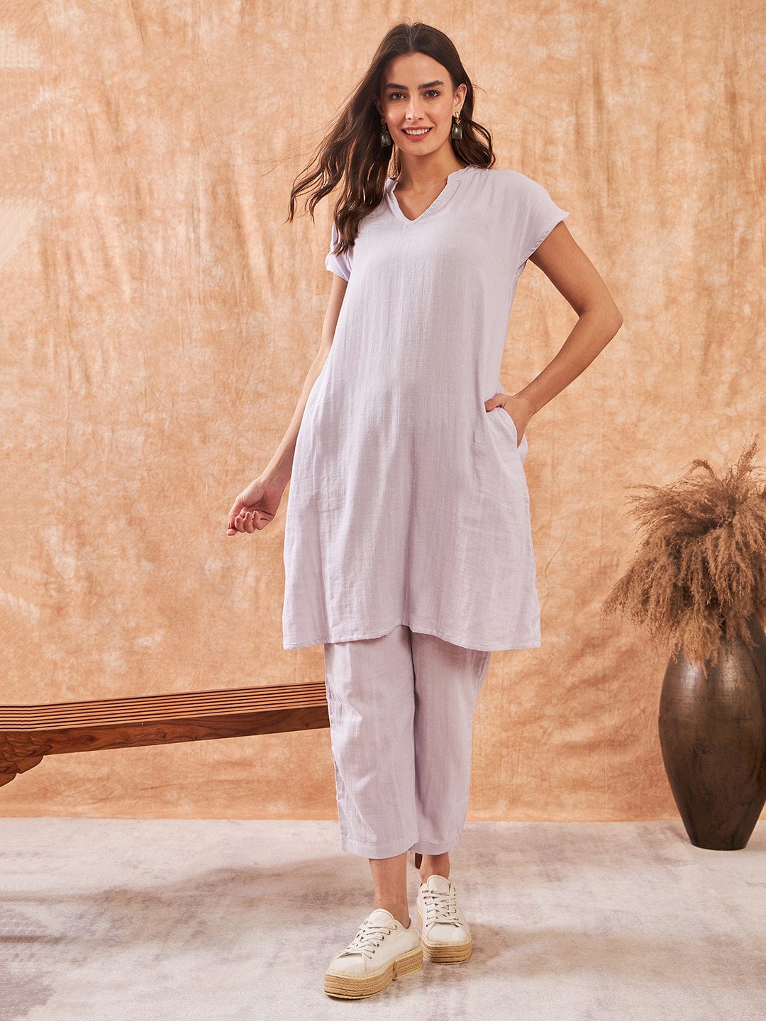 The Kaftan Company Co-ord Lilac Breeze Cotton Coord Set (Final Sale)