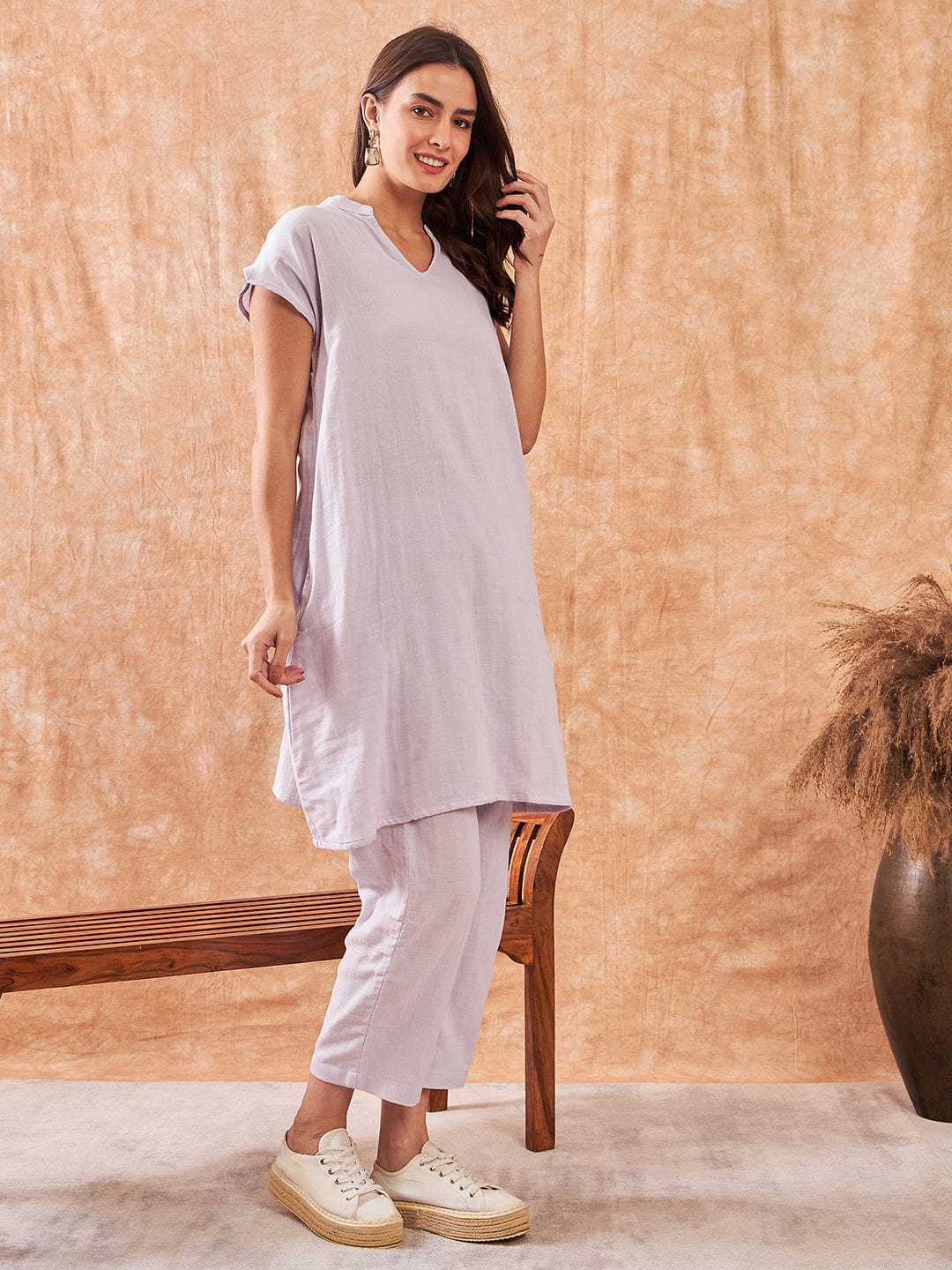 The Kaftan Company Co-ord Lilac Breeze Cotton Coord Set (Final Sale)
