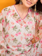 The Kaftan Company Co-ord Subtle White Floral Festive Co-ord set