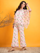 The Kaftan Company Co-ord Subtle White Floral Festive Co-ord set