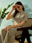 The Kaftan Company Co-ord Tiger Embroidered Olive Green Cotton  Coord Set