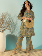 The Kaftan Company Co-ord Women Flora Stylish Cotton Shirt And Pant Co-Ord Set