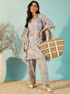 The Kaftan Company Co-ord Women Lilac Artisan Print Cotton Kaftan Style Co-Ord Set