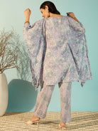 The Kaftan Company Co-ord Women Lilac Artisan Print Cotton Kaftan Style Co-Ord Set