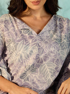 The Kaftan Company Co-ord Women Lilac Artisan Print Cotton Kaftan Style Co-Ord Set