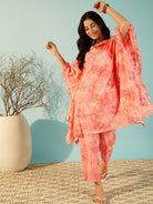 The Kaftan Company Co-ord Women Peach Artisan Print Cotton Kaftan Style Co-Ord Set