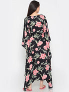 The Kaftan Company Cover-Up Black Floral Print Resort Cover-Up - (Clearance - Final Sale)