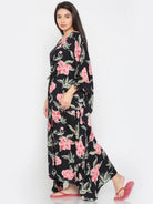 The Kaftan Company Cover-Up Black Floral Print Resort Cover-Up - (Clearance - Final Sale)