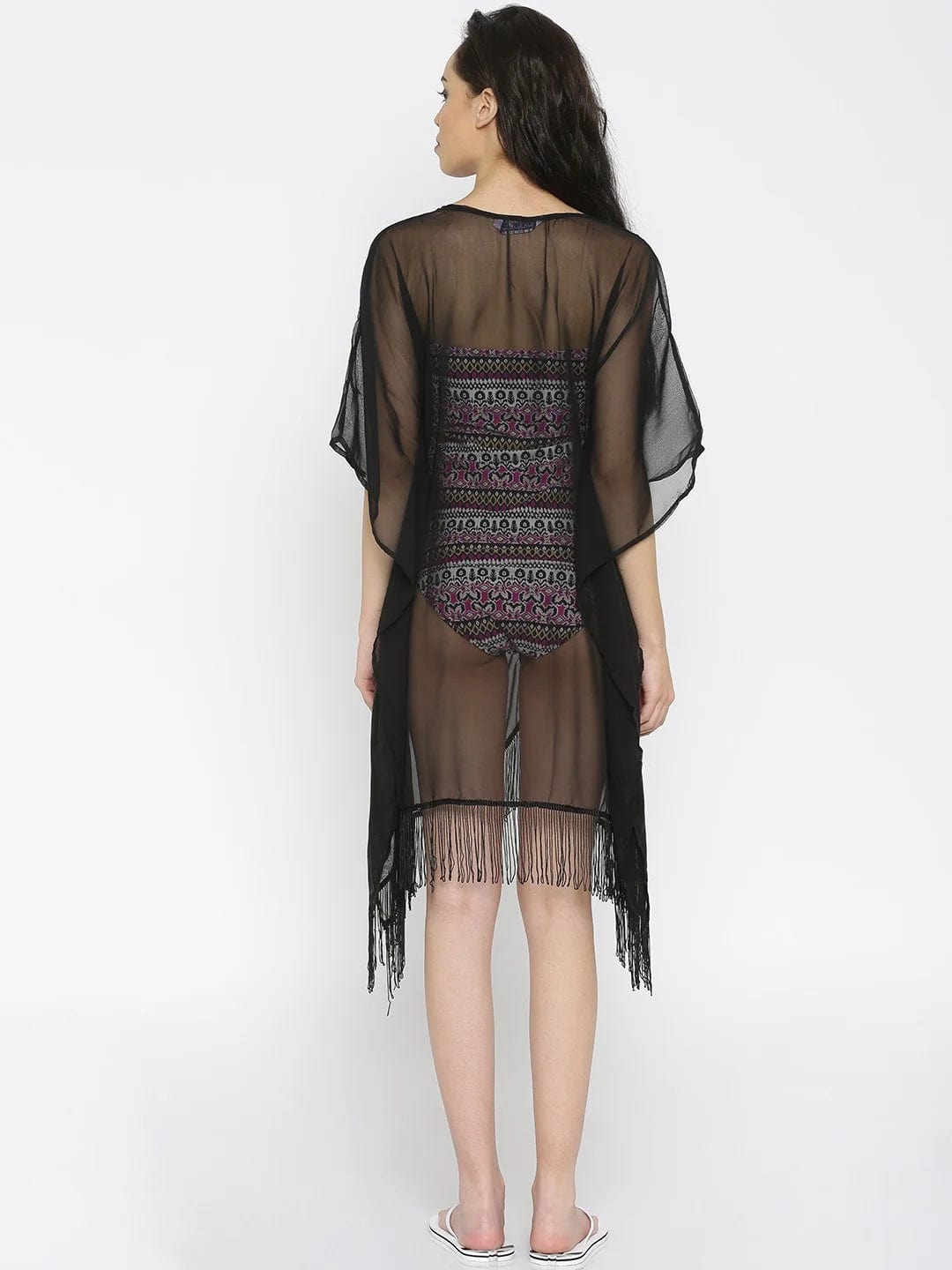 The Kaftan Company Cover-Up Black Sheer Kaftan Cover-Up Dress - (Clearance - Final Sale)