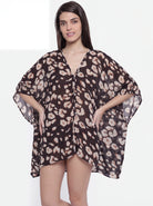 The Kaftan Company Cover-Up Onesize Brown Front Open Free Size Kaftan