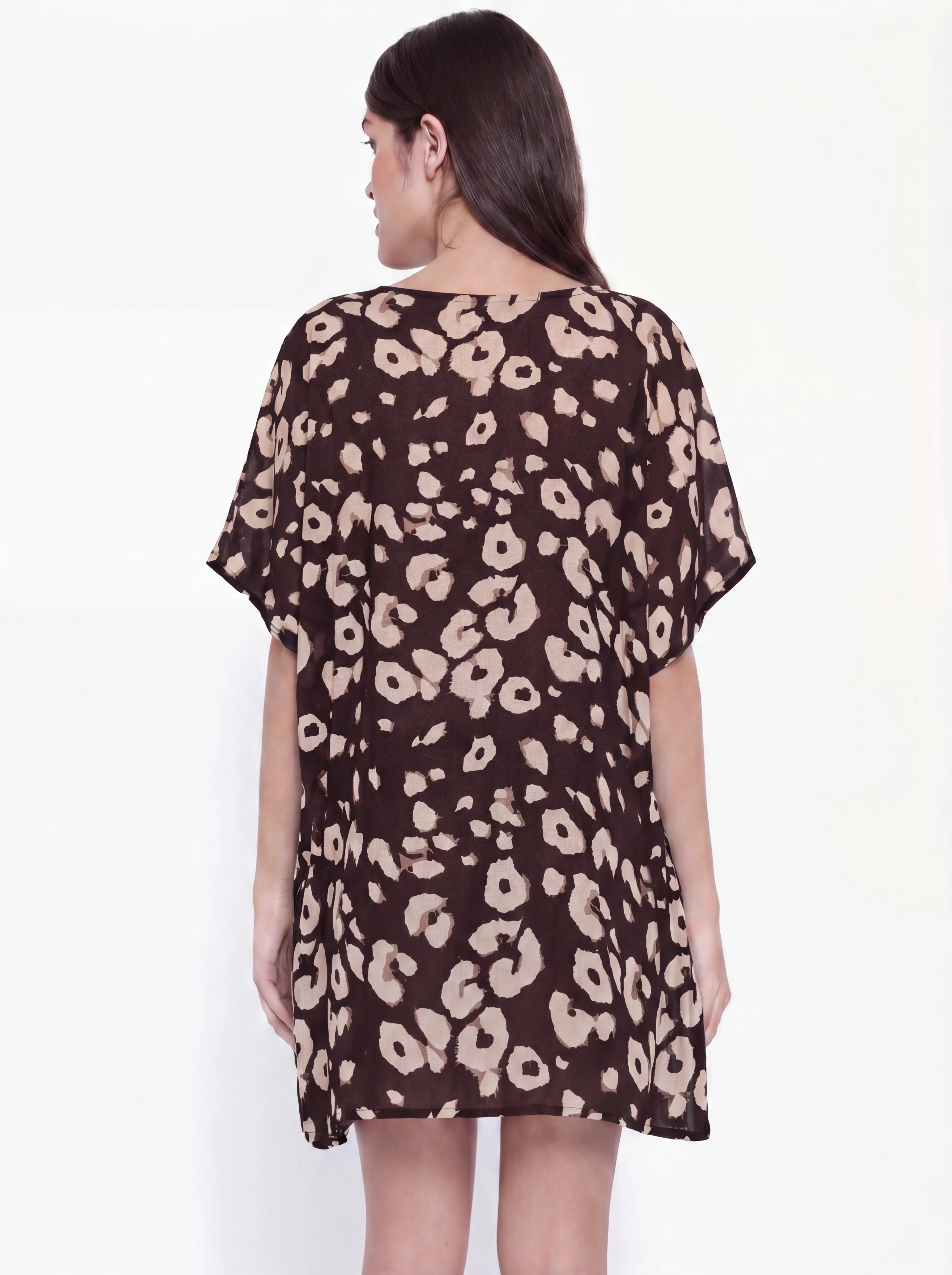 The Kaftan Company Cover-Up Onesize Brown Front Open Free Size Kaftan