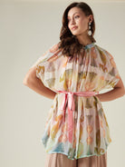 The Kaftan Company Cover-Up Onesize Pastel hues georgette resort cover-up (Final Sale)
