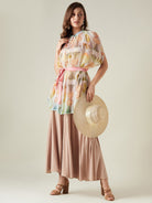The Kaftan Company Cover-Up Onesize Pastel hues georgette resort cover-up (Final Sale)