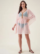 The Kaftan Company Cover Up Pink Sheer Chiffon Beach Cover Up