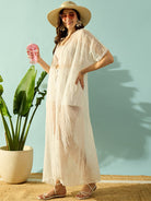 The Kaftan Company Cover-Up White Delicate Elegant Breezy Seaside Coverup