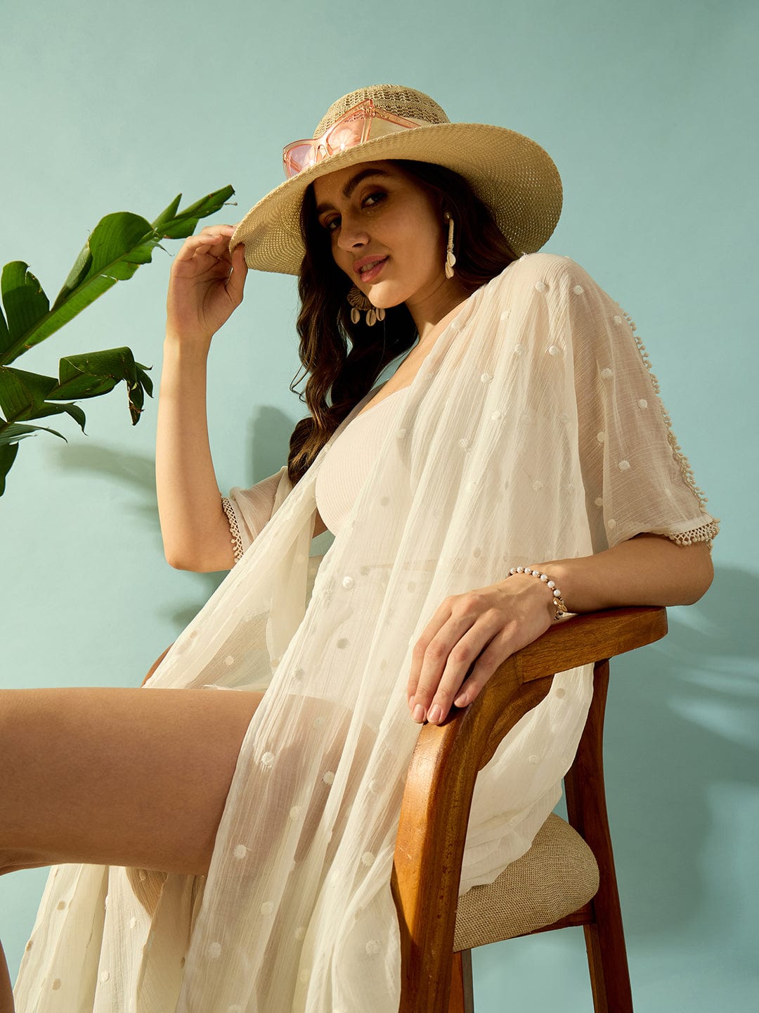 The Kaftan Company Cover-Up White Delicate Elegant Breezy Seaside Coverup