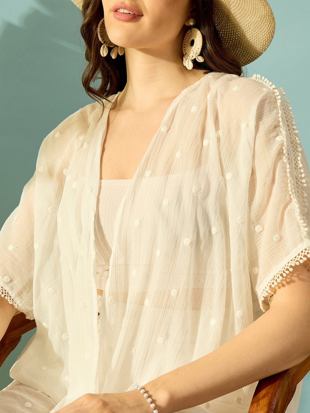 The Kaftan Company Cover-Up White Delicate Elegant Breezy Seaside Coverup