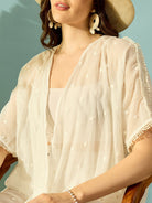 The Kaftan Company Cover-Up White Delicate Elegant Breezy Seaside Coverup