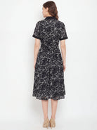The Kaftan Company Dress Black Lace Print Georgette Shirt Dress
