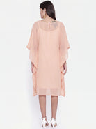 The Kaftan Company Dress Peach Hand Embroidered Georgette Kaftan Dress
